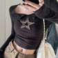 Star Patch Long Sleeve Knit Crop Top