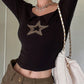 Star Patch Long Sleeve Knit Crop Top