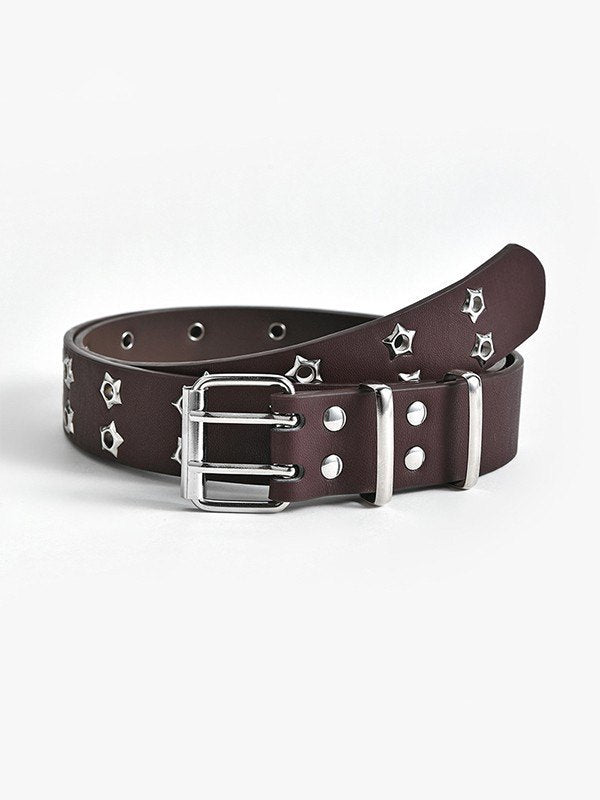 Belt with double star eyelet buckle vintage 80s