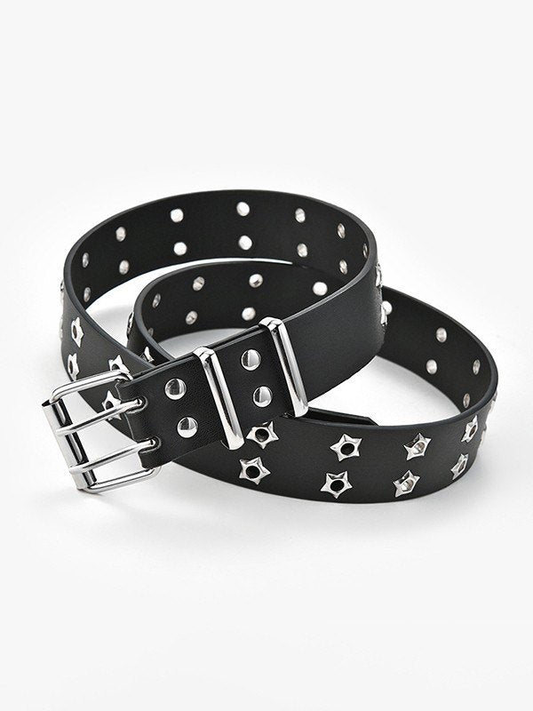 Belt with double star eyelet buckle vintage 80s