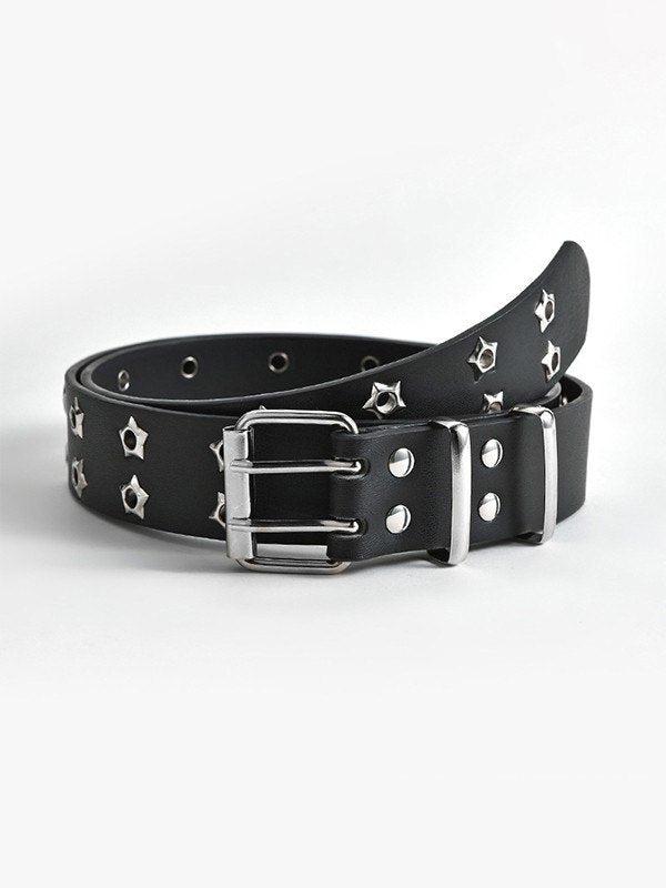 Belt with double star eyelet buckle vintage 80s